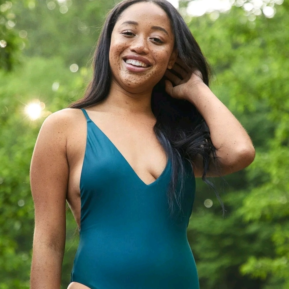 NWT Aerie Super Plunge One Piece Swimsuit Teal M